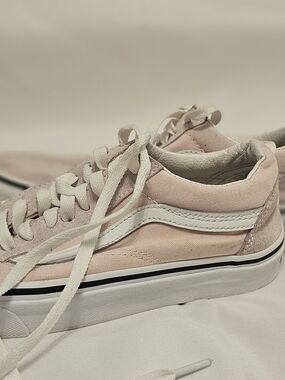 Vans Low-Top Canvas Sneakers in Pale Pink and White